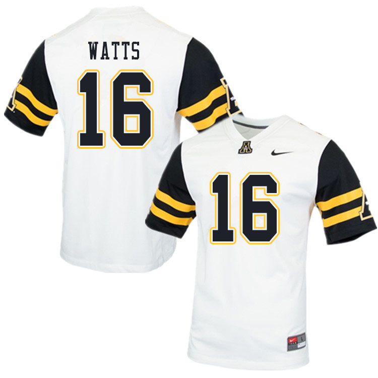 Men #16 Bailey Watts Appalachian State Mountaineers College Football Jerseys Sale-White